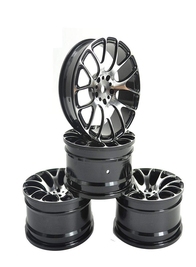 LAFEINA Aluminum Alloy Wheel Rims for 1:10 RC Drift On-Road Racing Car Touring Upgrade Parts (Black) - Image 1